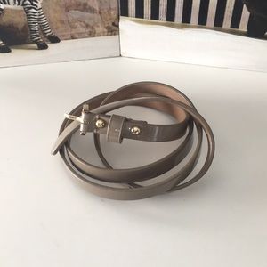 Taupe With gold hardware skinny belt